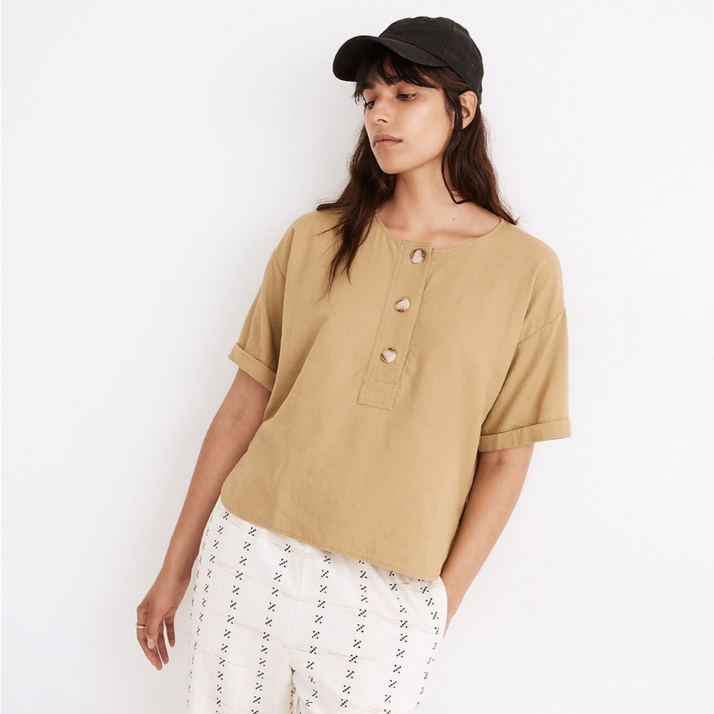 Madewell Linen-Blend Henley Slouch Shirt